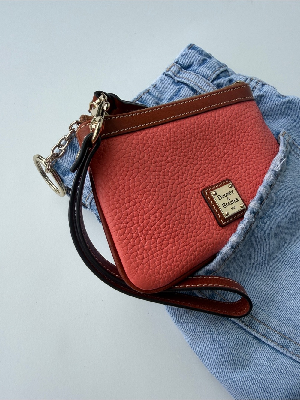 Authentic NWT Dooney & Bourne Coral Wristlet Key Pouch, Small Clutch, Wallet